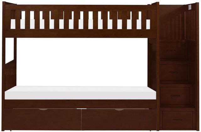 Homelegance® Rowe Dark Cherry Youth Twin/Twin Step Bunk Storage Bed-2