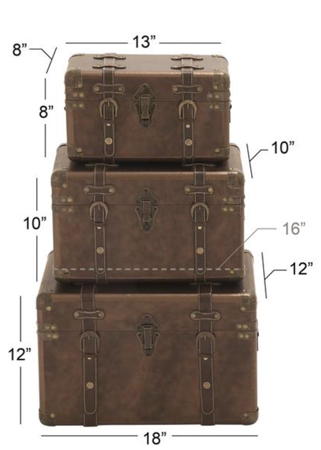 Deco Marche 3-Piece Brown Nesting Trunk Set-2