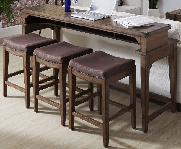 Liberty Furniture Aspen Skies 4-Piece Saddle/Weathered Brown Console Set-0