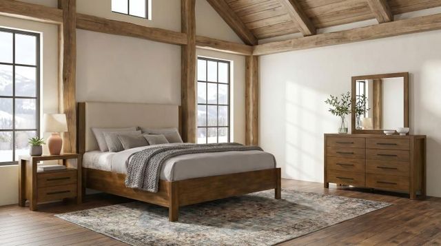Coaster® Adderley 4-Piece Warm Brown Eastern King Panel Bedroom Set-1