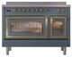 Ilve® Nostalgie II Noblesse 48'' Blue Gray Pro Style Induction Range with Brass Trim-1