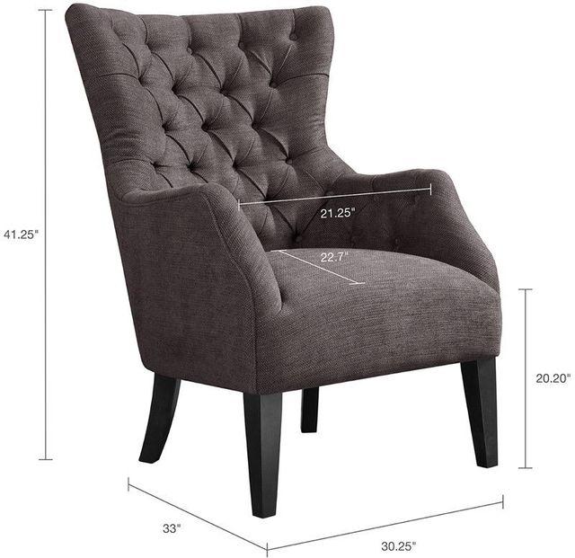 Olliix by Madison Park Brown Hannah Button Tufted Wing Chair-2