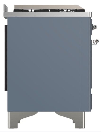 Ilve® Majestic III 40" Blue Gray Pro Style Dual Fuel Liquid Propane Range with Solid Door and Chrome Trim-3