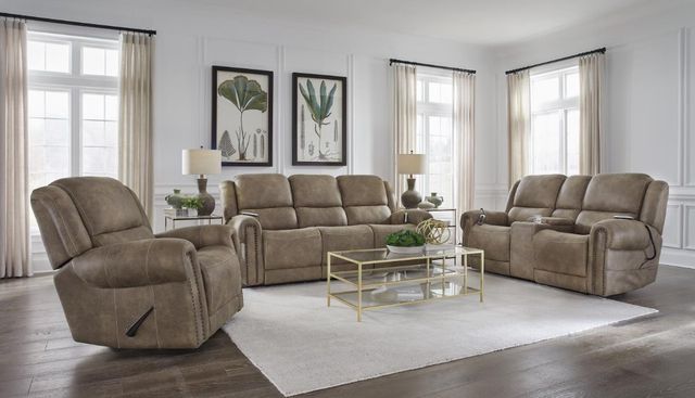 Corinthian Furniture Burr Ridge Hazelnut 89" Power Reclining Sofa with Power Headrest and Lumbar-1