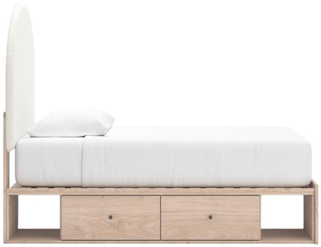 Signature Design by Ashley® Shapella Tan/White Youth Twin 2-Drawer Upholstered Storage Panel Bed-3