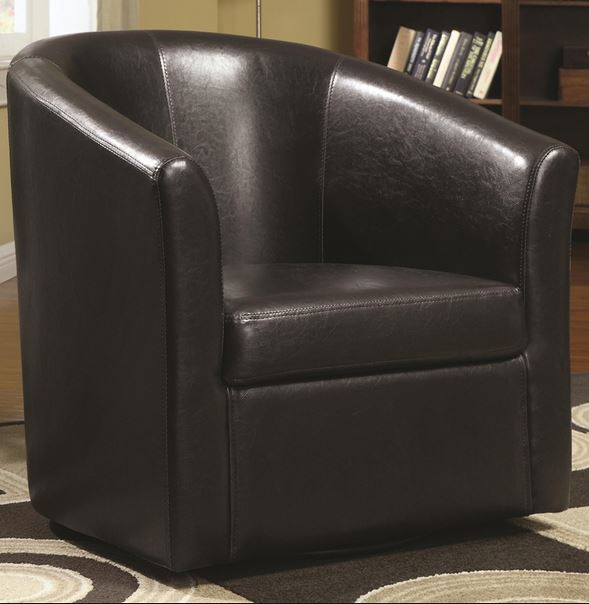 Coaster Turner Dark Brown Upholstery Sloped Arm Accent Swivel Chair - Thumbnail 2