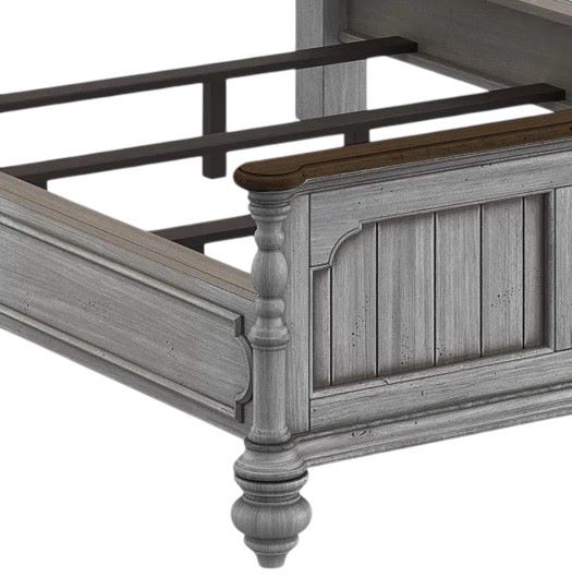 Flexsteel® Plymouth® Distressed Graywash Queen Panel Bed-3
