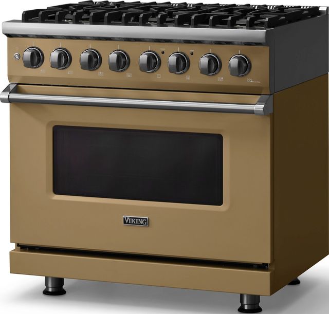 Viking® 5 Series 36" Golden Hour Pro Style Dual Fuel (NG) Range with Polished Chrome Trim-3