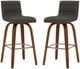 Armen Living Vienna 2-Piece Gray/Walnut Swivel Counter Stool Set-0