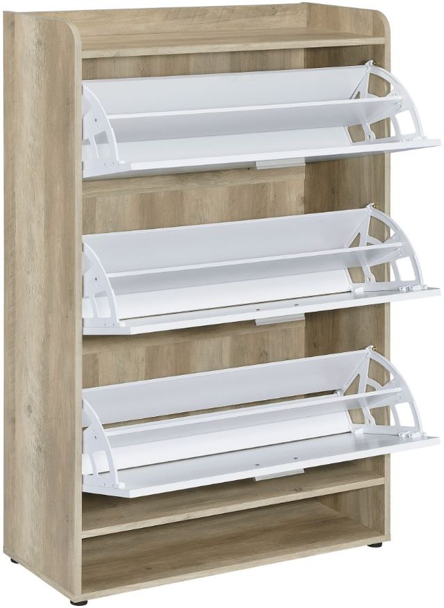 Coaster® Denia Antique Pine/White 3-Tier Shoe Storage Cabinet-1