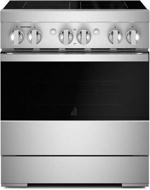 Front view of the JennAir® 30" Stainless Steel Freestanding Induction Range