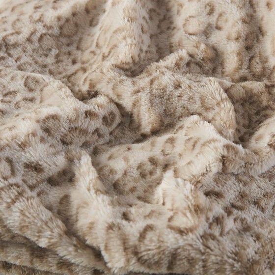 Olliix by Madison Park Zuri Leopard 60x70" Polyester Faux Tip Dyed Brushed Long Fur Throw-1