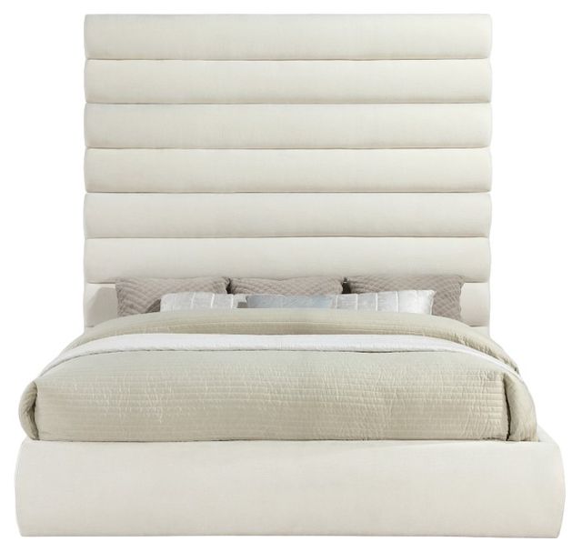 Meridian Furniture Adam Cream 89" King Upholstered Panel Bed-1