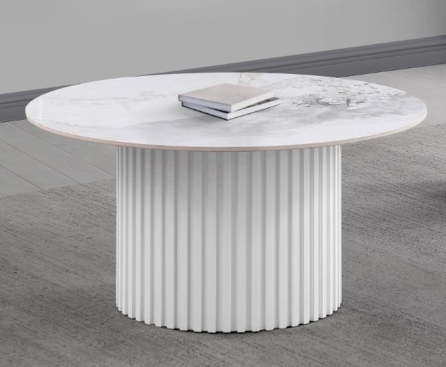 Coaster® Rowena White Faux Coffee Table-1