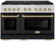 ZLINE Autograph Edition Paramount 48" Stainless Steel Pro Style Gas Range with Black Matte Door and Champagne Bronze Accents-0