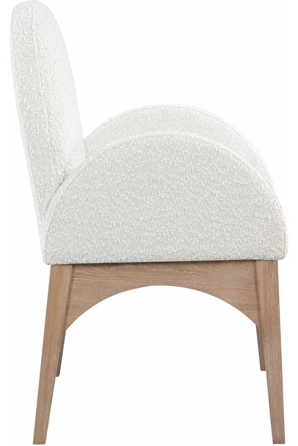 Meridian Furniture Waldorf Cream/Natural Boucle Upholstered Dining Arm Chair-2