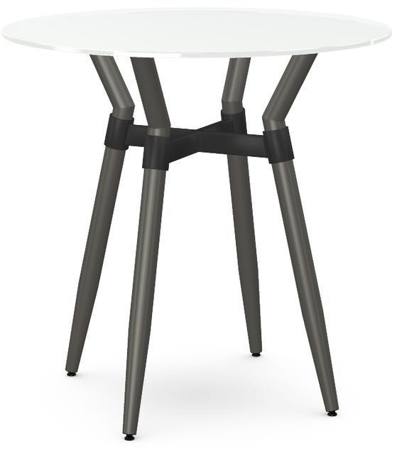 Amisco Customizable Link White Glass 36" Round Counter Height Table-0