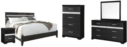Signature Design by Ashley® Starberry 5-Piece Black King Panel Bed Set-0