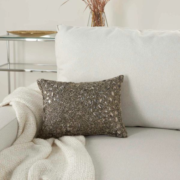 Nourison Home™ Luminescence Pewter Throw Pillow-1