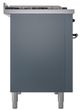 Ilve® Nostalgie II Noblesse 48'' Blue Gray Pro Style Dual Fuel Range with Burnished Trim-2