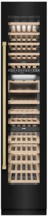 ZLINE Autograph Edition 18" 9.0 Cu. Ft. Triple Zone 68 Bottle Right Hinge Column Wine Cooler in Black Stainless Steel with Champagne Bronze Accents-0