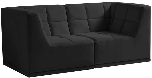 Meridian Furniture Relax 2-Piece Black Velvet 68" Modular Sofa-0