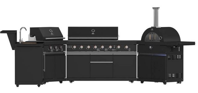 FORNO® Alta Qualita 5 Burner 176" Black Outdoor Kitchen Kit-0