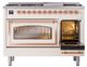 Ilve® Nostalgie II Noblesse 48'' Antique White Pro Style Dual Fuel Range with Copper Trim-4