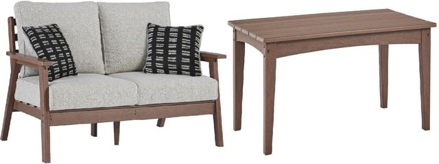 Signature Design by Ashley® Emmaline 2-Piece Beige/Brown Outdoor Sofa Set-0