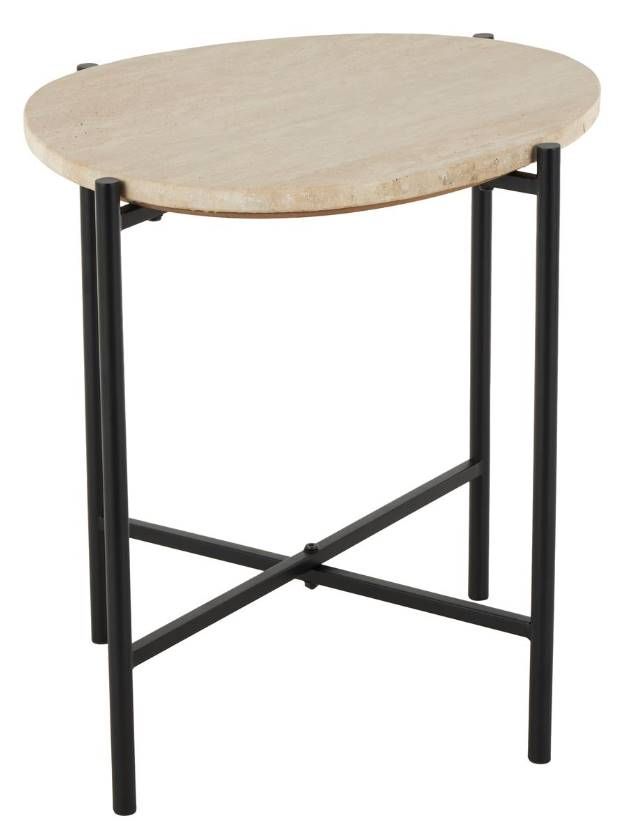 Deco Marche Beige Accent Table with Black Support-1
