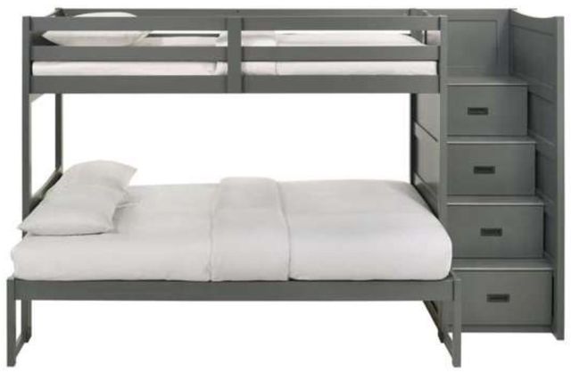 Elements International Sami Gray Twin Over Full Bunk and Loft Bed with Drawer Steps-2