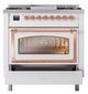 Ilve® Nostalgie II Noblesse 36'' White Pro Style Dual Fuel Range with Copper Trim-3