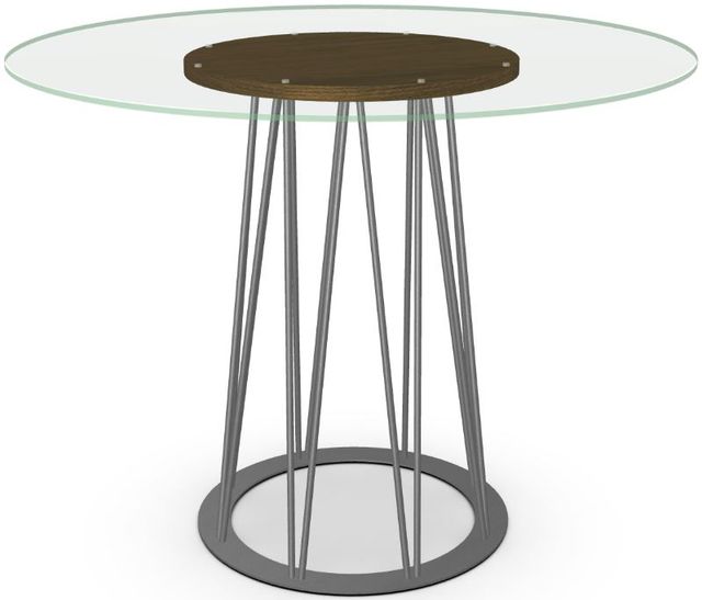 Amisco Customizable Calypso 36" Flat Edge Glass Top Round Counter Height Table -3