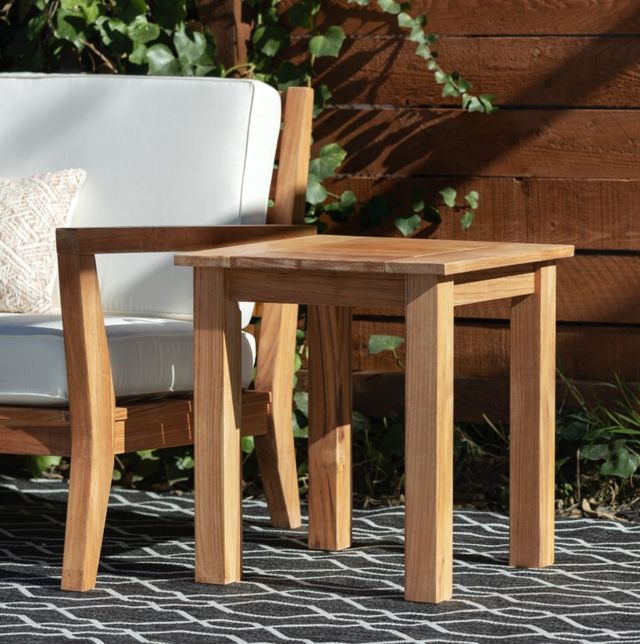 Linon Cannon Natural Teak Wooden Outdoor Side Table-1