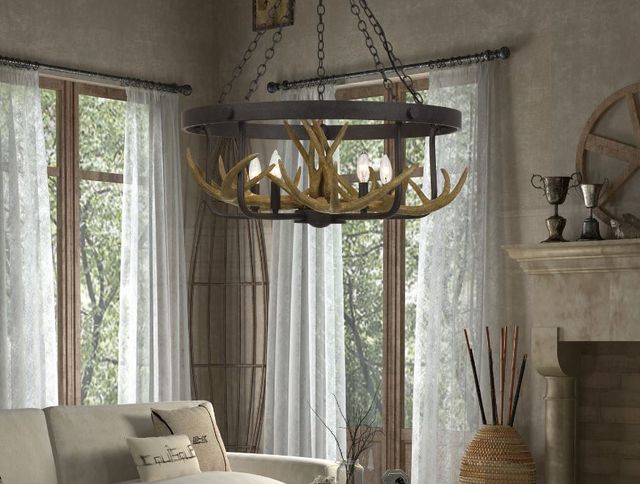 Cal® Lighting & Accessories Angelo Dark Brown/Dark Yellow Chandelier-2