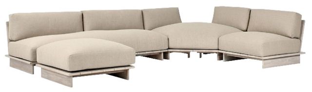 Classic Home Livia 3-Piece Taupe Acrylic Fabric Outdoor Sectional Sofa Set-3
