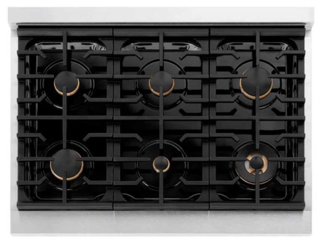ZLINE Paramount Autograph Edition 36" Satin Stainless Steel Gas Cooktop with Polished Gold Accents-2