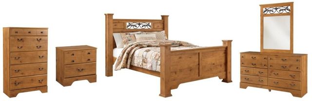 Signature Design by Ashley® Bittersweet 5-Piece Light Brown Queen Poster Bed Set-0