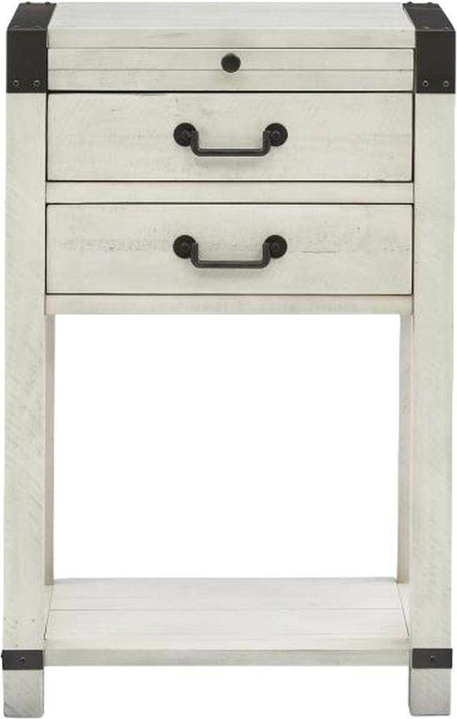 Magnussen Home® Chesters Mill Alabaster/Aged Iron Open Nightstand-1