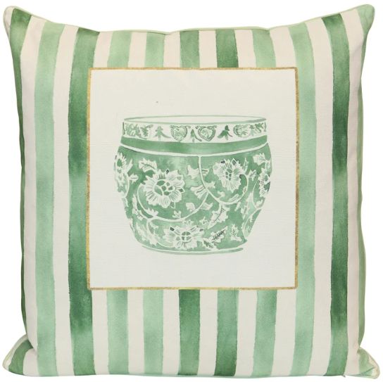 Stylecraft Tamara Day Green Stripes 24" Designer Pillow-0