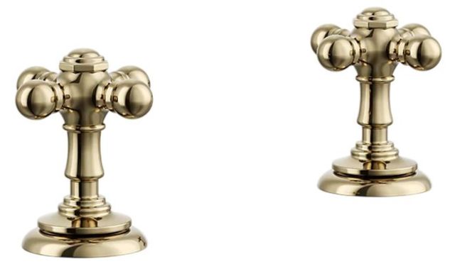 KOHLER® Artifacts® Vibrant French Gold Cross Bathroom Sink Faucet Handles-0
