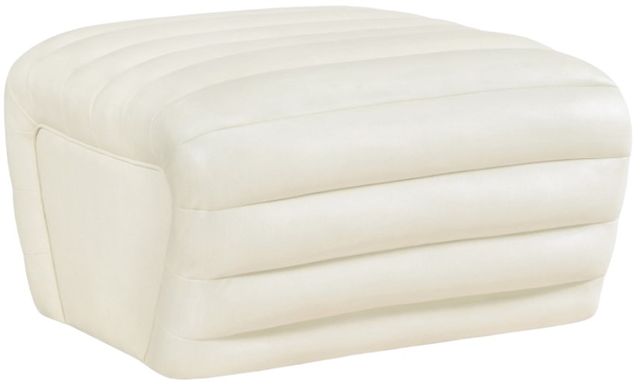 Meridian Furniture Vega Cream Leather Upholstered Ottoman-0