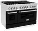 ZLINE 48" Stainless Steel Pro Style Dual Fuel Range with Black Matte Door-0