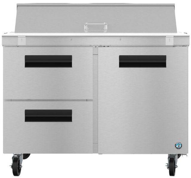 Hoshizaki 48" 13.66 Cu. Ft. Stainless Steel Two Section Sandwich Prep Table Refrigerator with Drawer and Door Combo-0