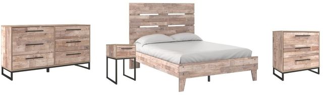 Signature Design by Ashley® Neilsville 4-Piece Whitewash Full Platform Panel Bed Set-0