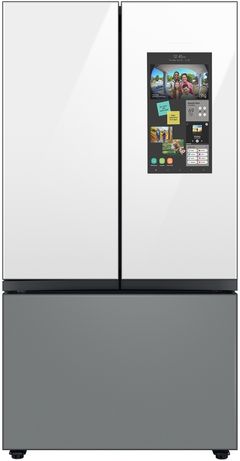 Samsung Bespoke 36 in. 30.0 Cu. Ft. Matte Gray/White Glass 3-Door French Door Refrigerator with Family Hub™