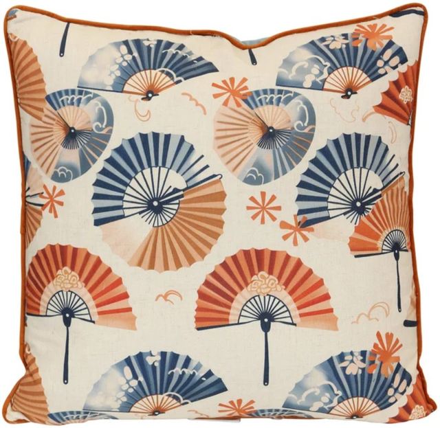 Stylecraft Beige/Blue/Orange 22" Square Designer Pillow-0