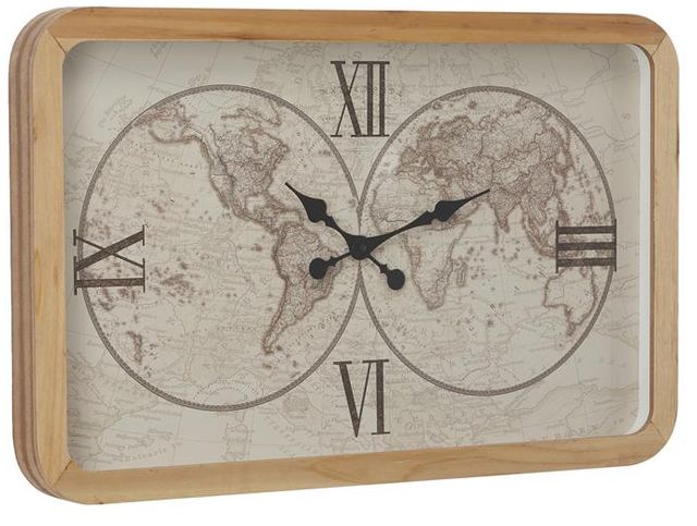 Deco Marche Brown World Map Wall Clock-1