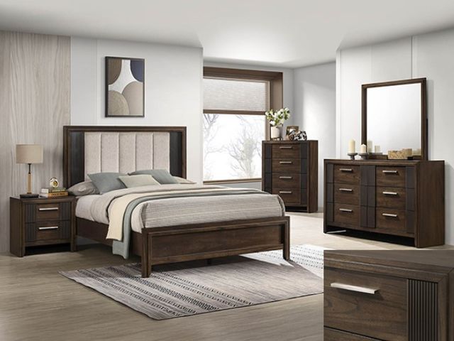Crown Mark Carlton Brown King Upholstered Panel Bed-1