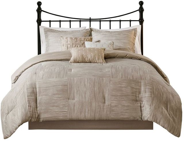 Olliix by Madison Park 7 Piece Taupe California King Walter Printed Seersucker Comforter Set-0